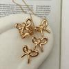 European and American ins high-end bow pendant necklace women's temperament versatile cold wind earrings ring jewelry