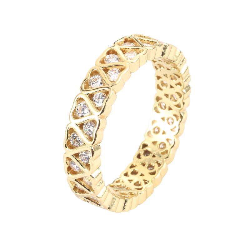 TK Heart Full Zircon Women's Ring: Summer Style, Daily Exquisite Pure Copper Jewelry
