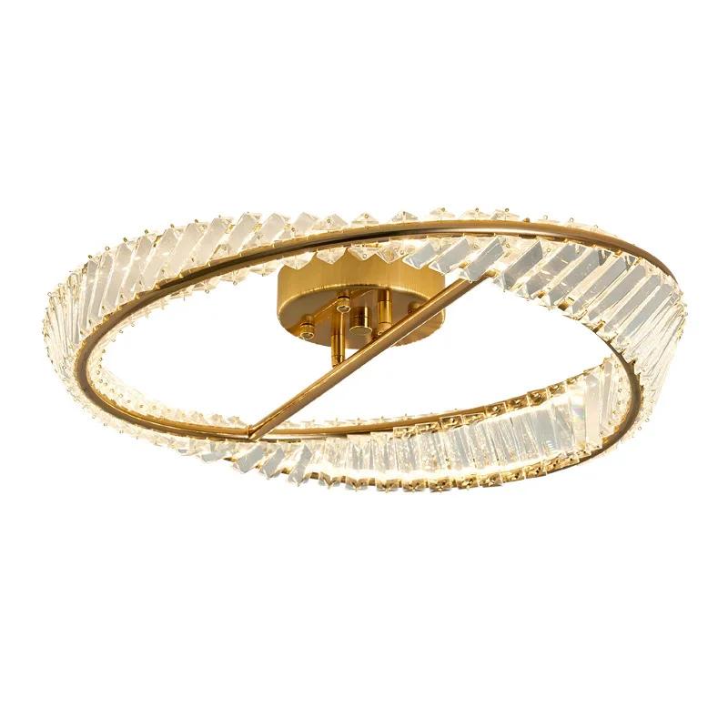 Strip Ceiling Light Crystal Rings Ceiling Lamp 3 Color Temperatures In One Gold Lighting Fixture Indoor Diamond Luster