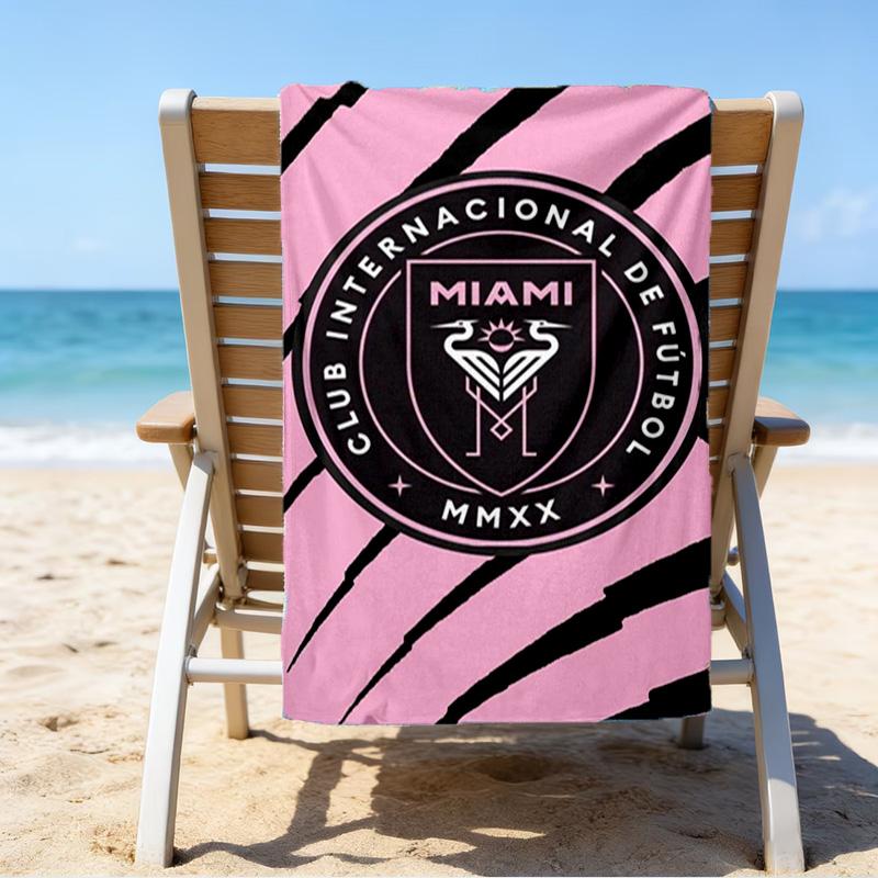 Inter Mi-ami Fc Emblem Printed Beach Towel, Super Soft Microfiber, Perfect Gift Birthday, for Pool, Beach, Travel, for family and friends