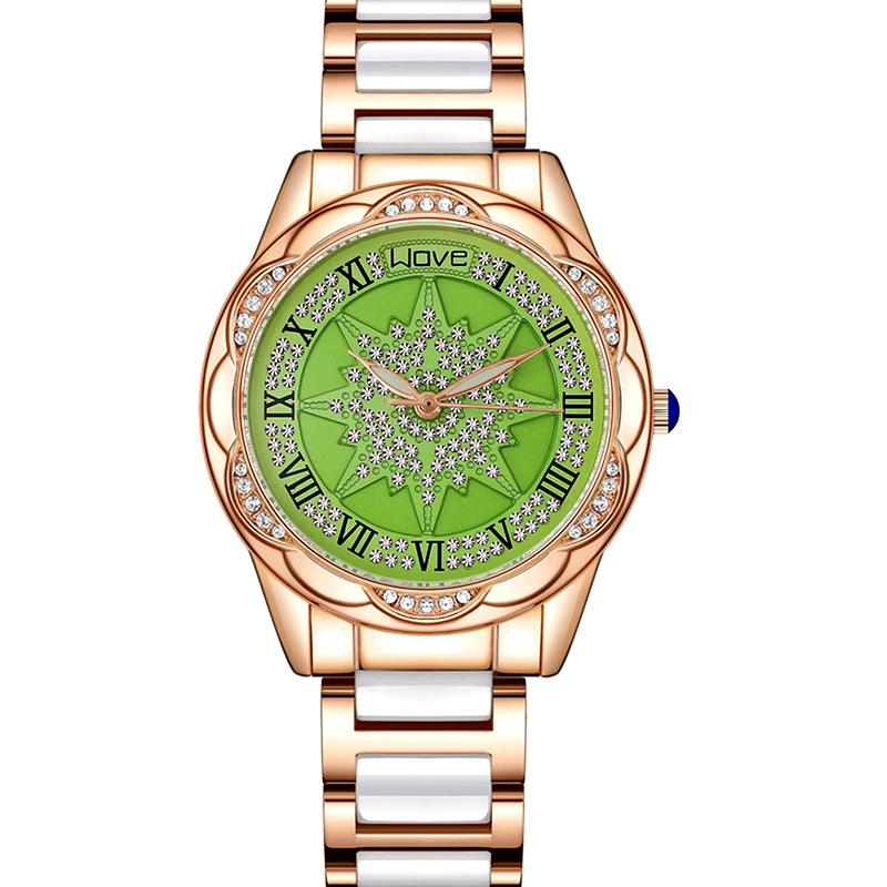 Women Quartz Watch Rhinestone Camellia Wrist Watches for Female Clock