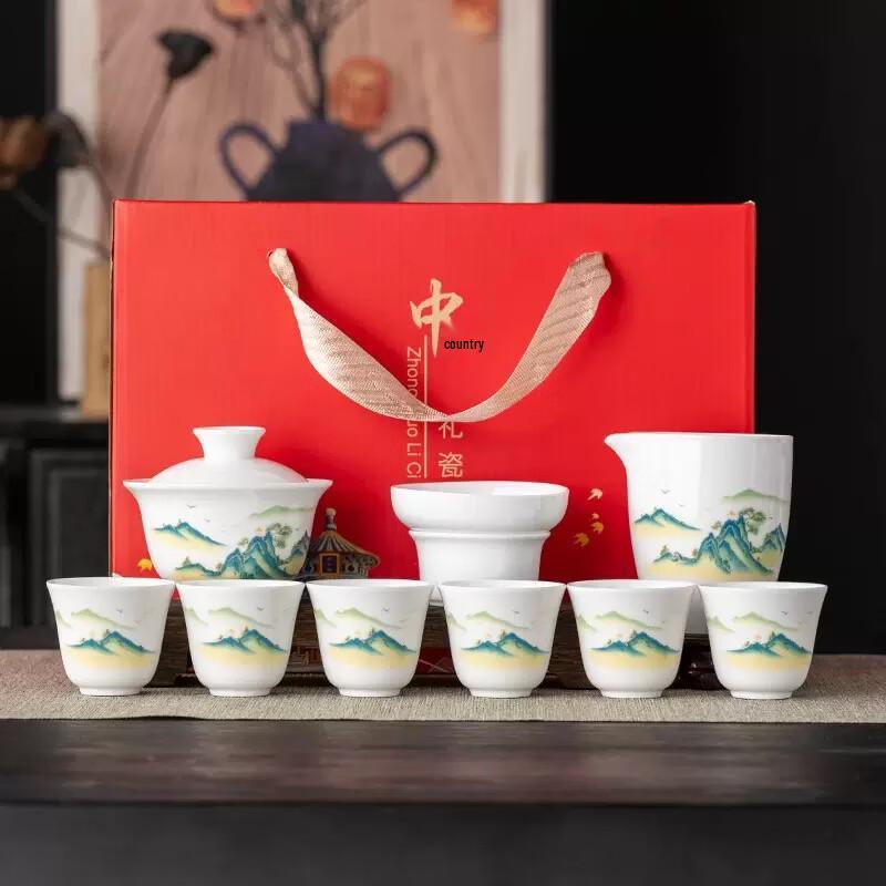 Suet Jade Porcelain Kung Fu Tea Set