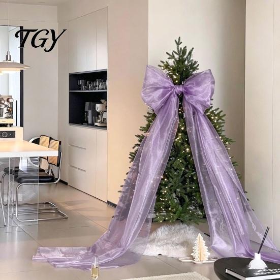 Big Fabric Bows for Birthday Events 79x20 Inch Giant Bow Christmas Tree Topper, Oversized Tulle Extra Large Event Styling Ornament with Long Streamer