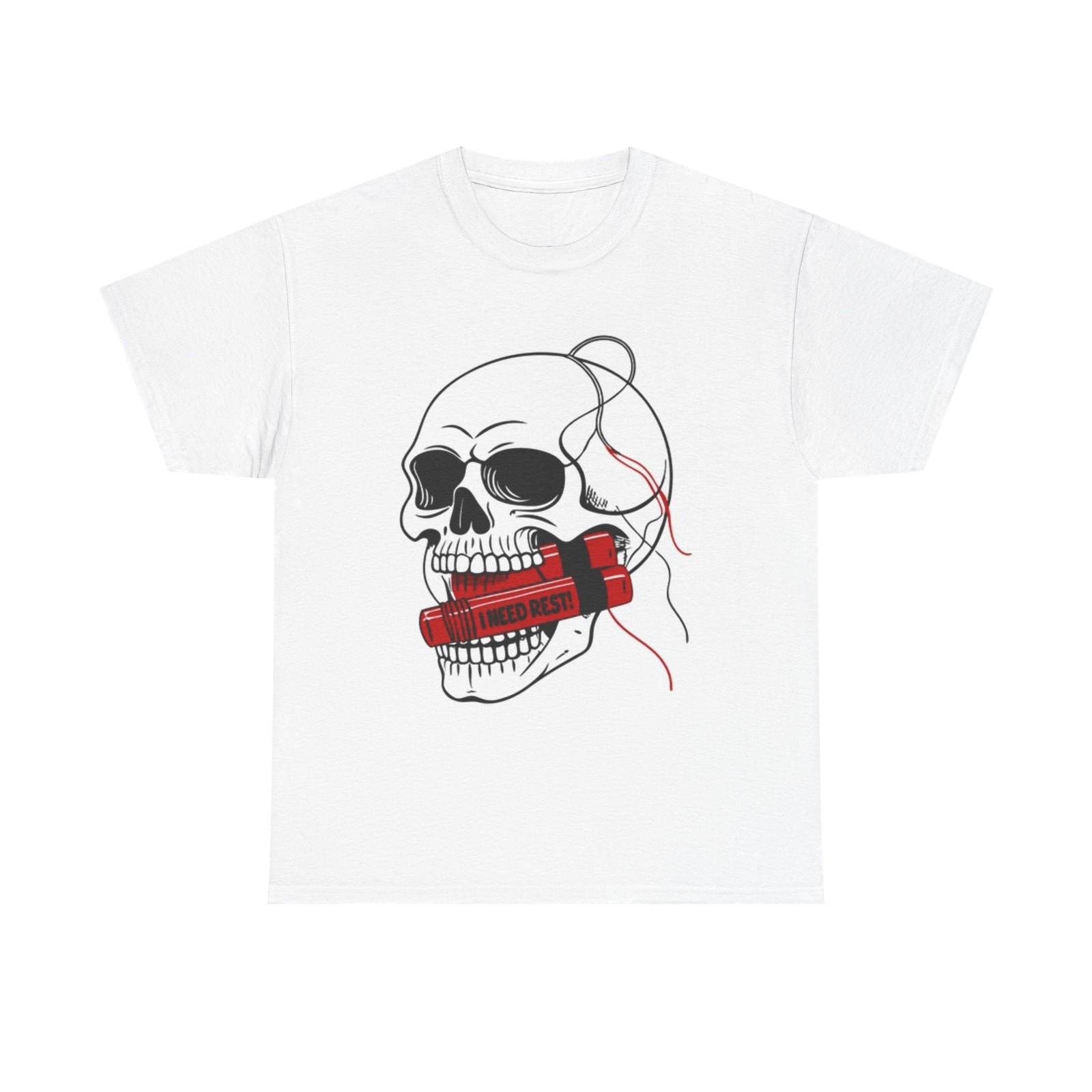 

I Need Rest T Shirt Funny Graphic Skeleton TNT Jokes Unisex Heavy Cotton Tee S разноцветный