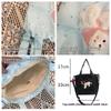 Cute Embroidery Women'S Drawstring Shoulder Bag Cartoon College Girls Book Tote Shopping Bags Large Capacity Female Handbags