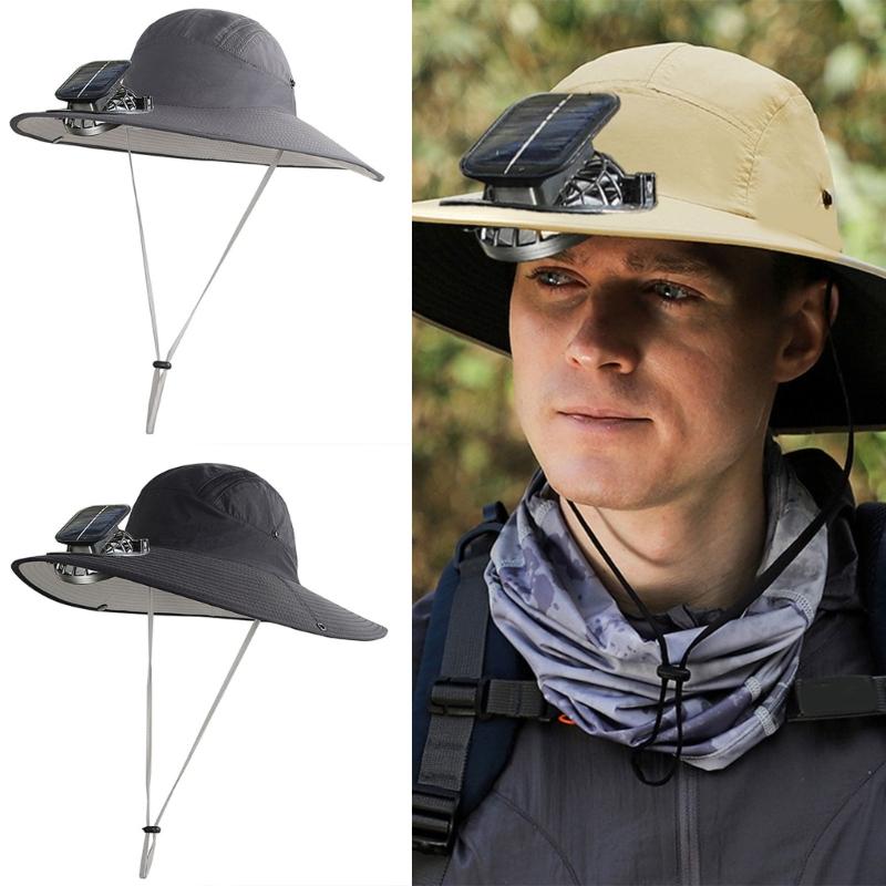 Men's Solar Powered Rechargeable Fishing Hat With Fast Drying and High Speed Fan For Outdoor Activity Fishing Headwear