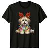 Christmas Dog Lights Reindeer Antlers Holiday Animals Unisexs TShirt Unisexs Tee
