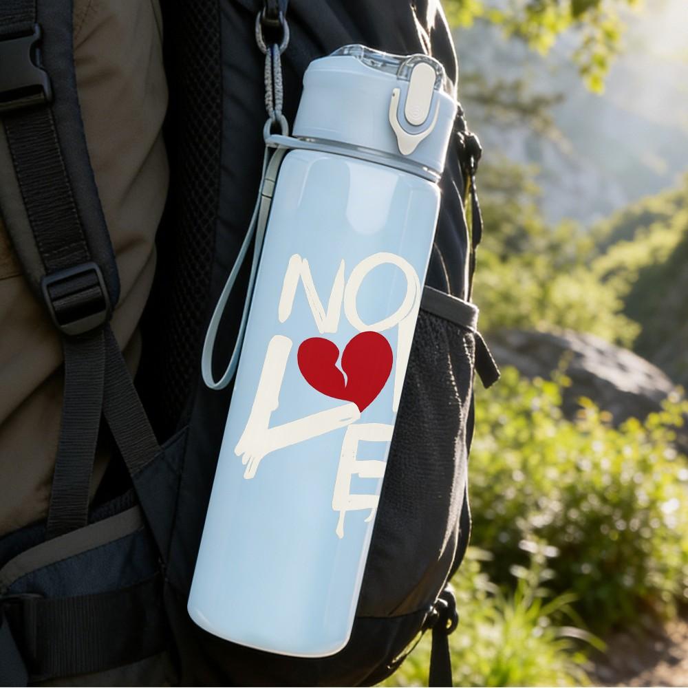 1PC Love Doodle Heart Letter 750ml Color Plastic Sports Water Bottle Leakproof Flip Straw Lid Suitable for Sports Office Home Use