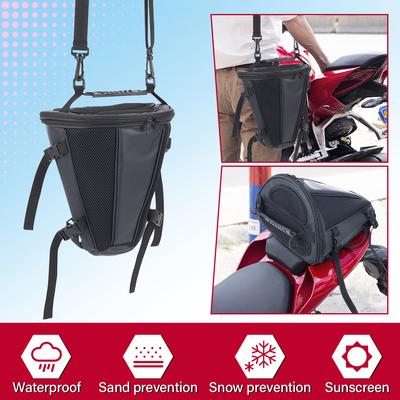 Waterproof Motorcycle Tail Bag Rear Seat Saddle Bag with Straps Durable Motorbike Storage Luggage for Riding Travel Sports