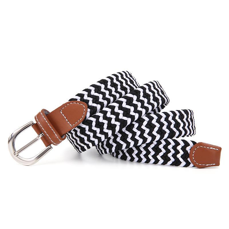 Women's Solid Color Elastic Canvas Belt with Pin Buckle