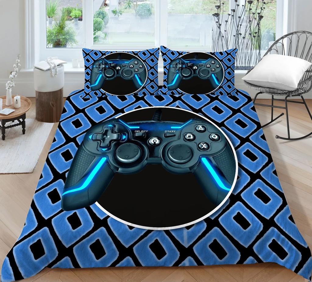 Mikrofaser Bettwäschesets für Kinder, Gaming Bettbezug-Set, Bedruckter Videospiele Bettdeckenbezug, Playstation Designs, Bettset für Jungen