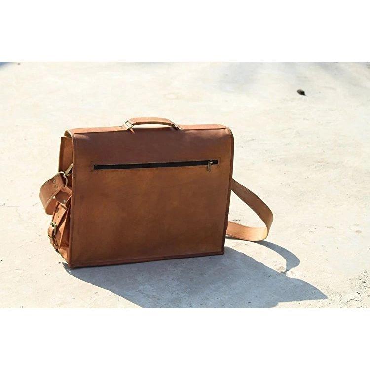 Men's Leather Vintage Notebook Messenger Shoulder Satchel Laptop Briefcase Bag