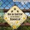 2D Flat Vintage Bee Garden Aluminum Sign, Funny German Slogan Rustic Wall Art with Rusty Edge, Hanging Decor for Garden Yard Patio Farm