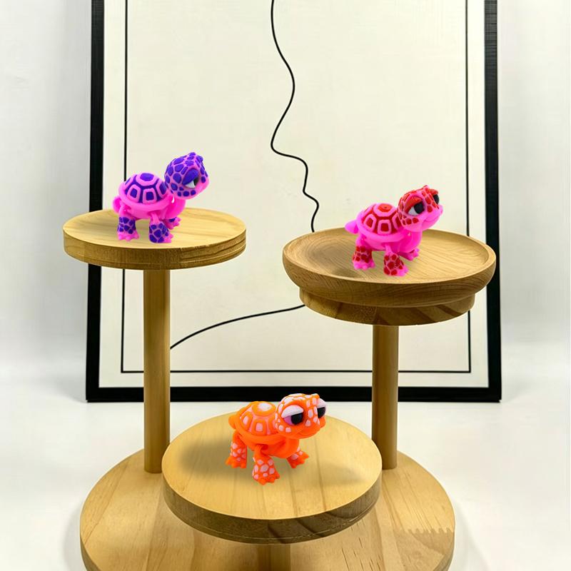 Plastic 3D Printed Turtle Model Exquisite Cartoon Simulated Animal Model Movable Joints Desktop Decorations Holiday Gifts