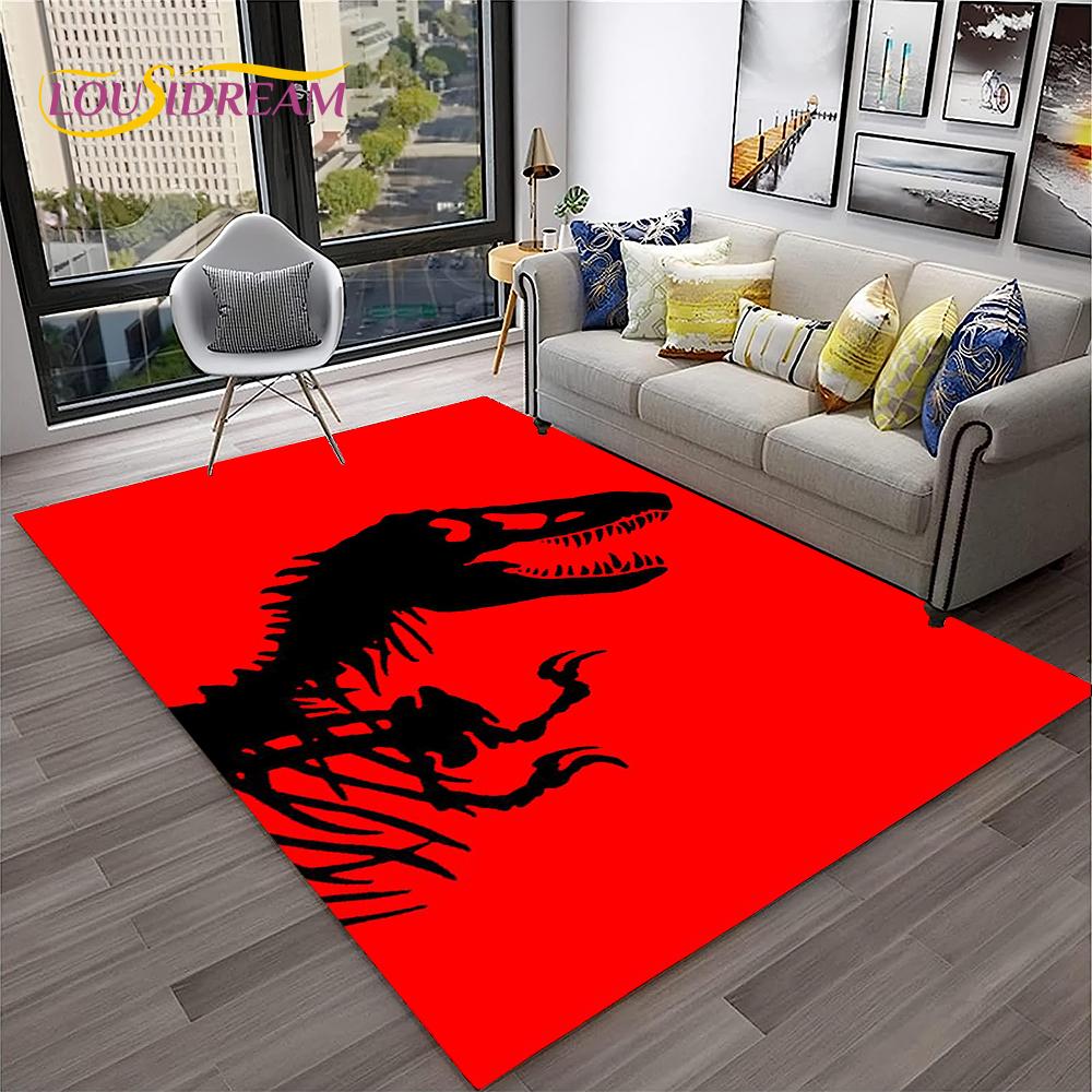 Dinosaur Cartoon Jurassic Park Child Carpet Rug for Home Living Room Bedroom Sofa Doormat Decor,Play Area Rug Non-slip Floor Mat