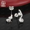 Elegant 925 Sterling Silver AAA Cubic Zircon Geometric Stud Earrings Classic Versatile Jewelry For Women Birthday Wedding Party