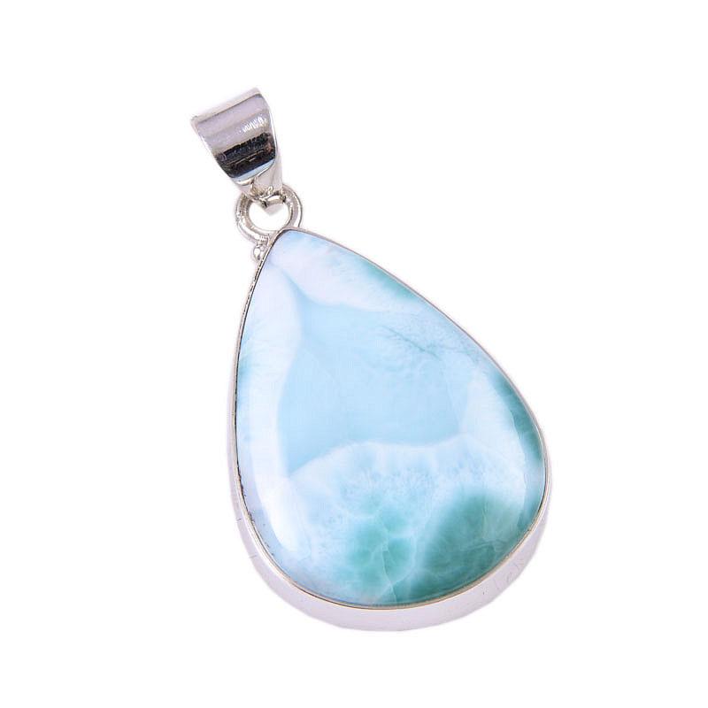 Natural Republic Larimar Gemstone 925 Solid Sterling Silver Pendant 1.75" J4n37