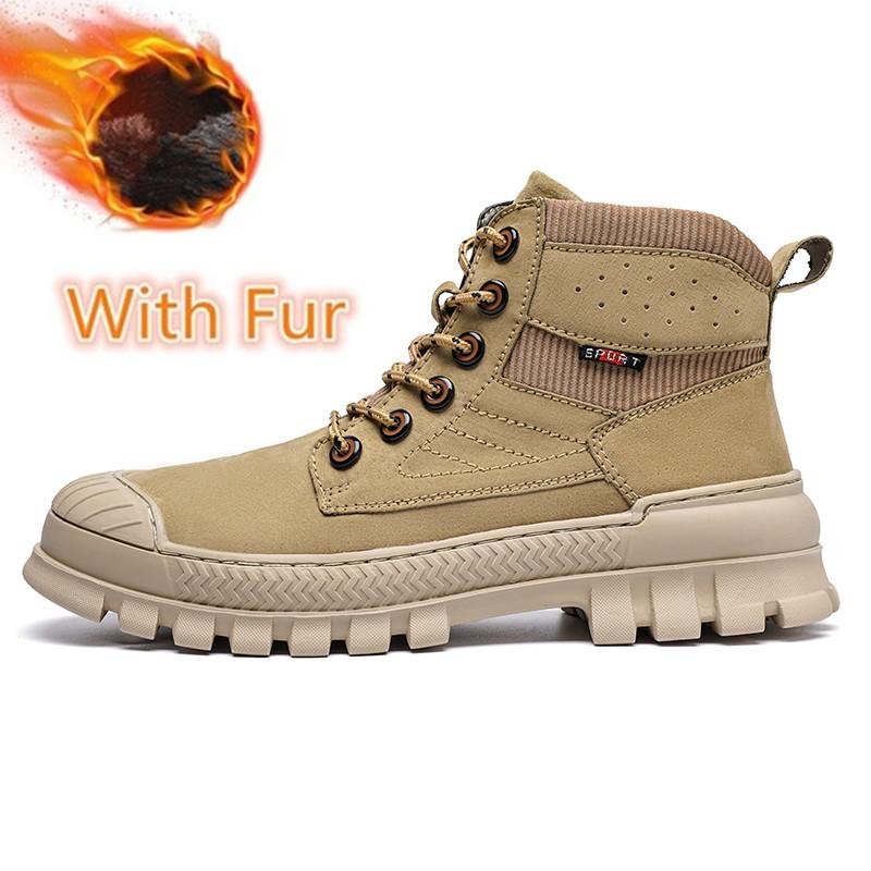 Men Desert Boots Mens Working Safty Shoes  Sewing Boots Men Shoe Boots Men Winter Plush Snow Boots Tooling