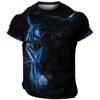 3D Harajuku Tiger Pattern Pánská trička Hip Hop Punk Styl Streetwear Móda Pulovr s krátkým rukávem do O Tričko nadměrné velikosti