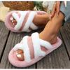 Fashion Fashion Fluffy Cross Strap House Slippers for Women Autumn Winter Warm Furry Slides Shoes Woman Indoor Comfort Flat Fur Slippers