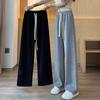 Extra Thick Oatmeal Cashmere Wide Leg Pants for Petite Women - Autumn Winter Style