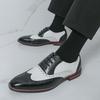 New Men's Designer Black With White Mixed Wedding Oxford Brogues Shoes Gentleman Flats Dress Homecoming Footwear Zapatos Hombre