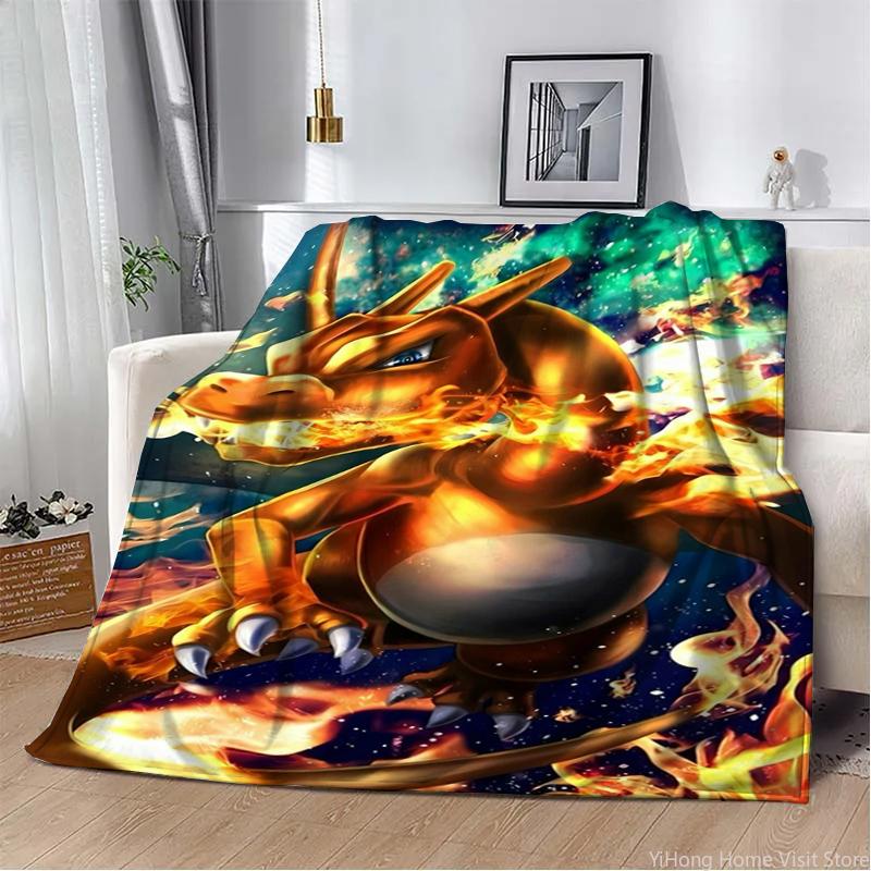 Pokemon Charmander Cute Cartoon Flannel Fluffy Throw Camping Blankets for Children Sofa Throw Thin Picnic Blanket Fashion Gifts