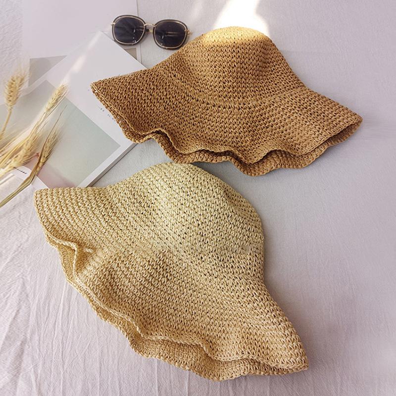 Summer Fashion Women Straw Hat Lady Summer Sun Hat Visor Cap Panama Style Bucket Cap Strawhat Beach Hat Outdoor Girl Cap