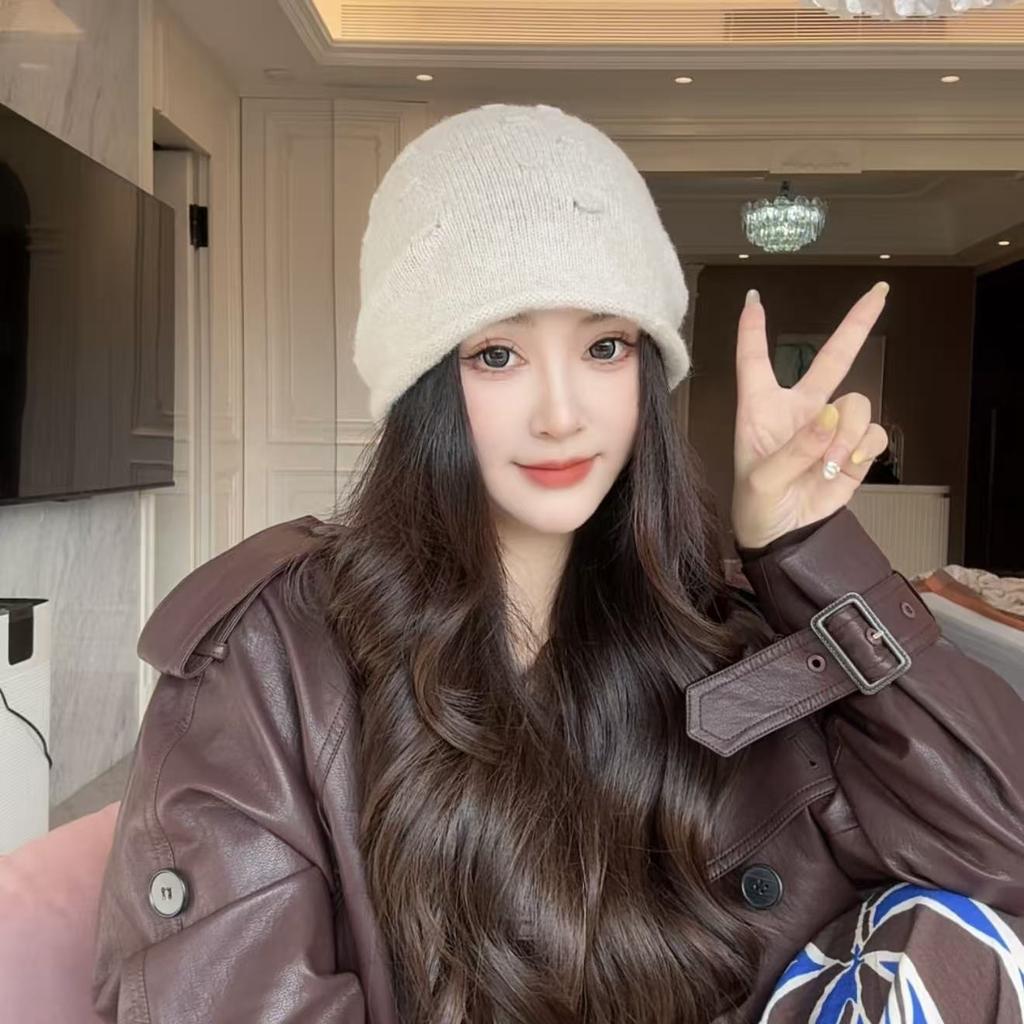 Cashmere Rolled Up Pile Cap  Free Shipping Cap  Korean Style Loose Elastic Cold Cap  Soft Postpartum Cap  Women's Headscarf Cap