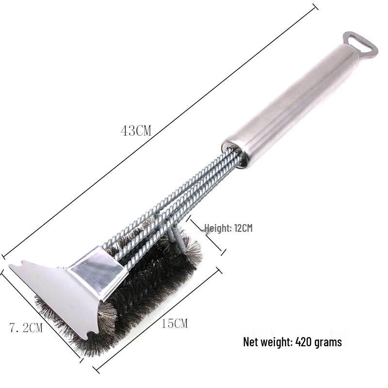 Stainless Steel Three-Head BBQ Grill Cleaning Brush