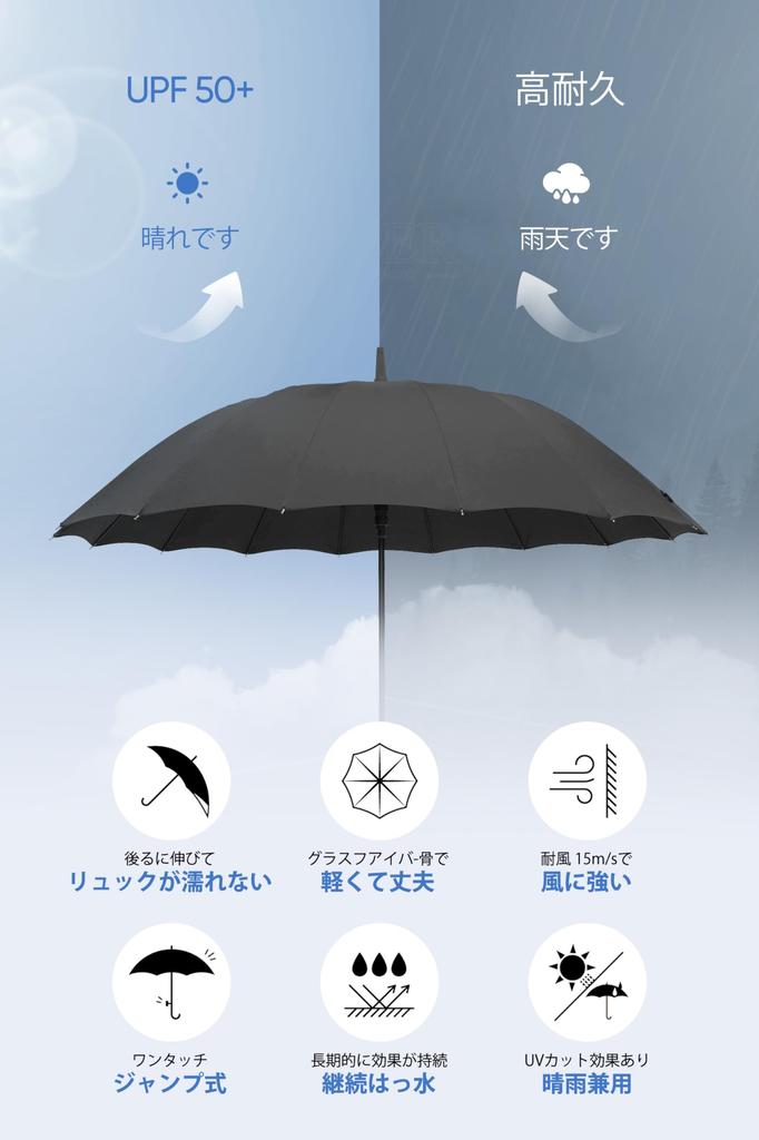 VIVICITY Long Umbrella for Men and Super 230T Glass Fiber with Teflon Automatic Opening Cane Suitable for Rain or Includes Storage Pouch Women,