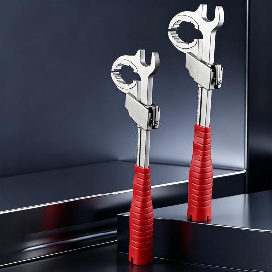 1/2Pcs Bathroom Wrench Multi-Head Interchangeable Socket System Double-Head Pipe Wrench with 86mm Adjustable Mouth Faucet Valve Repair Tool
