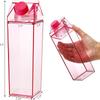 500/1000Ml Transparent Milk Bottle Water Box Square Coffee Juice Tea Cup Transparent Milk Storage For Outdoor Sports Camping Gym