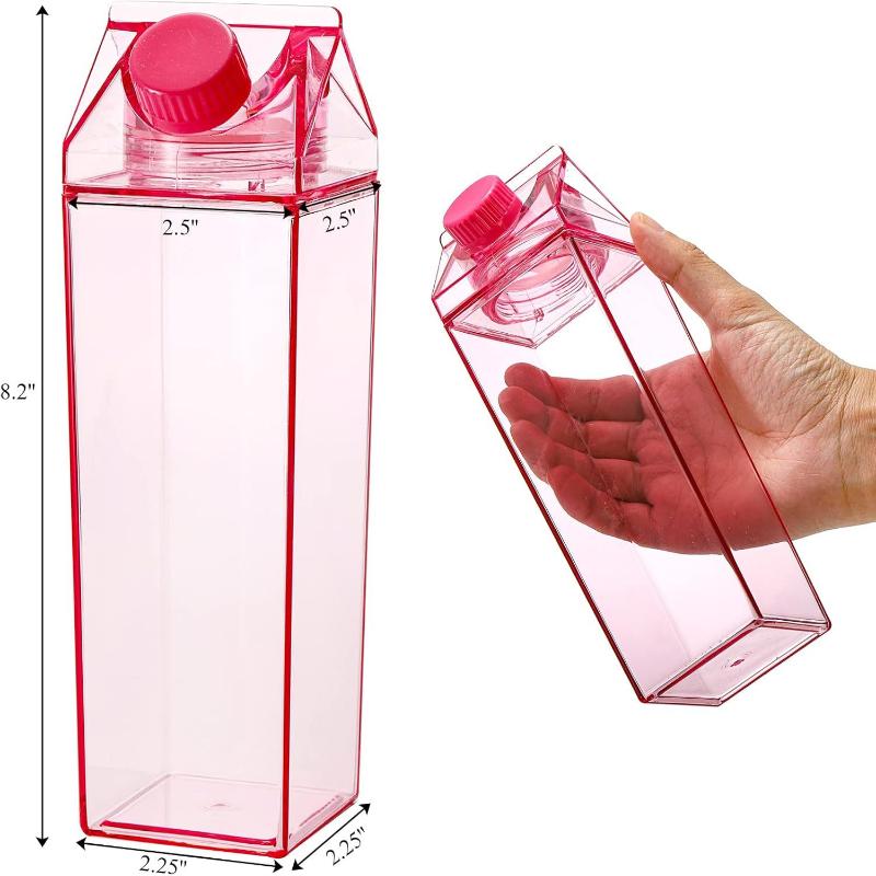 Bouteille de Lait Transparente 500/1000 ml Boîte à Eau Carrée Tasse à Café Jus Thé Transparente Stockage de Lait Pour Sports de Plein Air Camping Gym