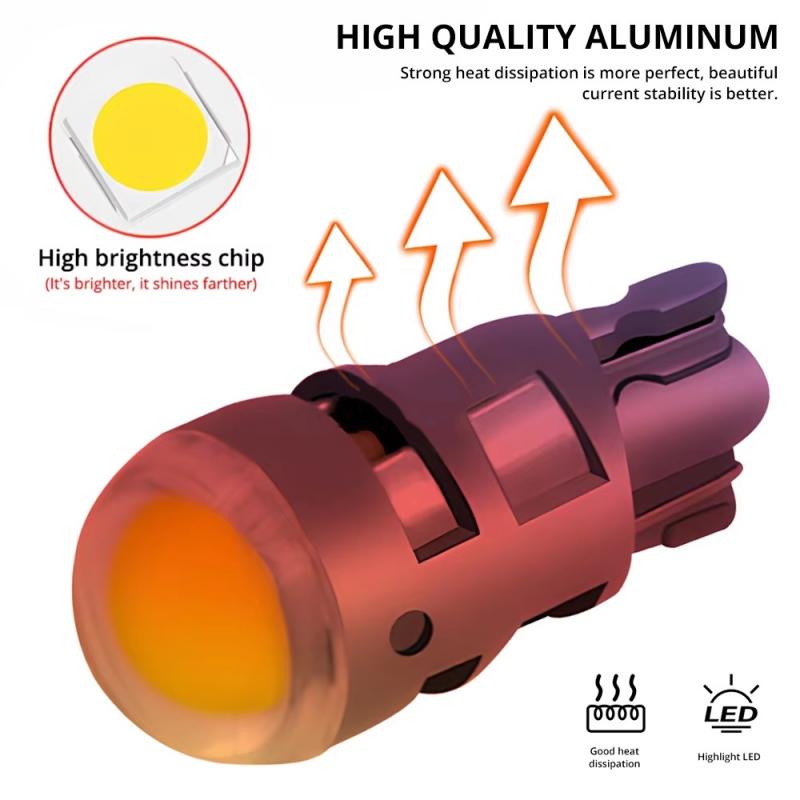 2Pcs T10 COB Led DC 12V Signal Lamp Car Bulb W5W 194 168 Reading Interior Lamps Clearance Backup Reverse Fog Lights Ultra Bright