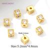 5.2mm*4.8mm Separator For Beads 18K Gold Plated With  Zircon Square Spacer Beads For Bracelet Making DIY Jewelry Making Supplies