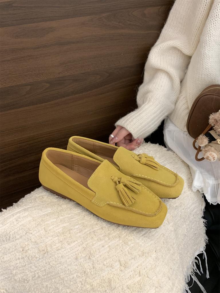 Fashion 2025 New Genuine Leather Cow Suede Women Flat Shoes Lazy Slip-on Loafers Lady Casual Walk Shoes Woman Shoes Zapatos De Mujer