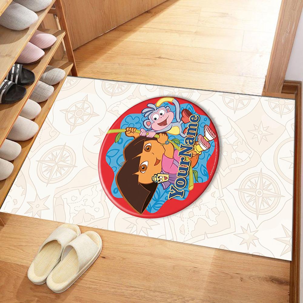 Dora Explorer Customizable Name Floor Rug Office Rug Design for Kitchen Foyer Decorate room Living Rooms Antislip Carpet Anime Office Decor