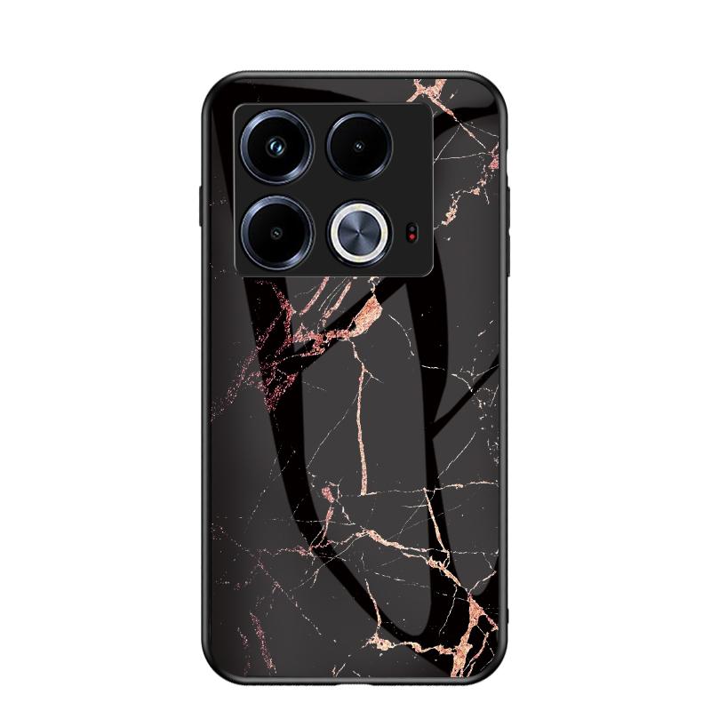 

For Infinix Note 40 40 Pro 40 Pro Plus Marble Textured Tempered Glass Soft Edge Anti-Drop Anti-Fingerprint Anti-Shock Phone Case For Note 40 4G