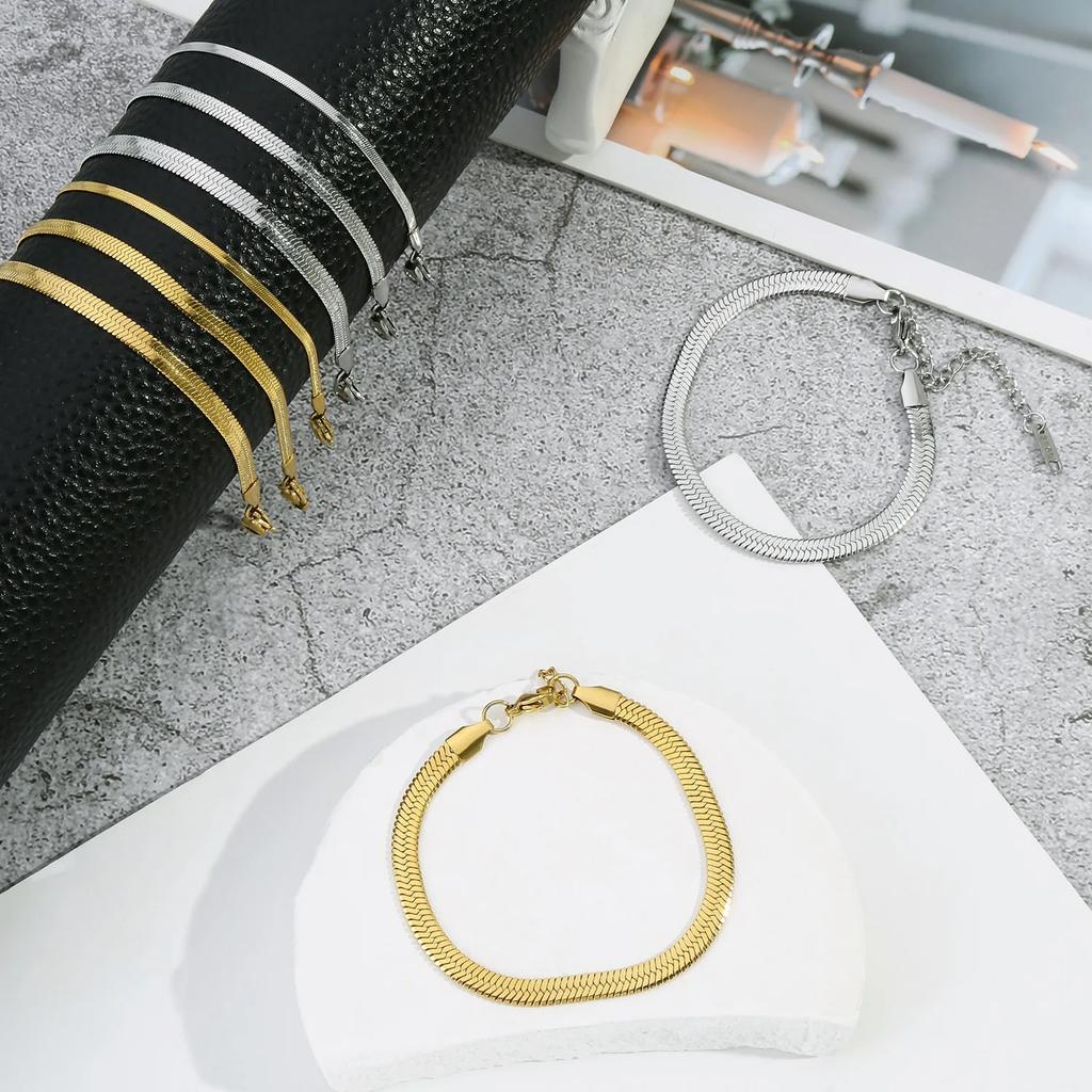 2/3/4/5MM Stainless Steel Bracelet For Women Men Gold Color Snake Chain Bangle With Extended Chain Waterproof Party Jewelry Gift