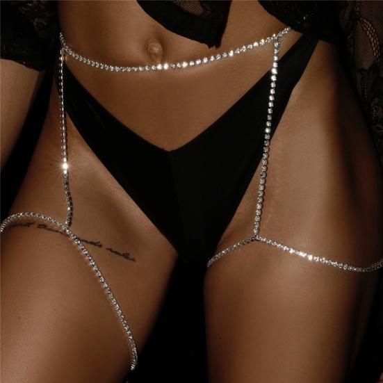 Body Chain Sexy Charming Single Loop Anti-scratch All-Match Decorative Gift Full Rhinestone Summer Beach