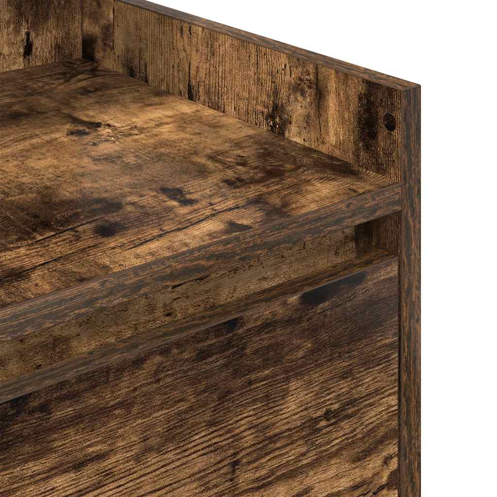 Nightstand with 2 Drawers Smoked Oak Finish 38 x 34 x 80 cm