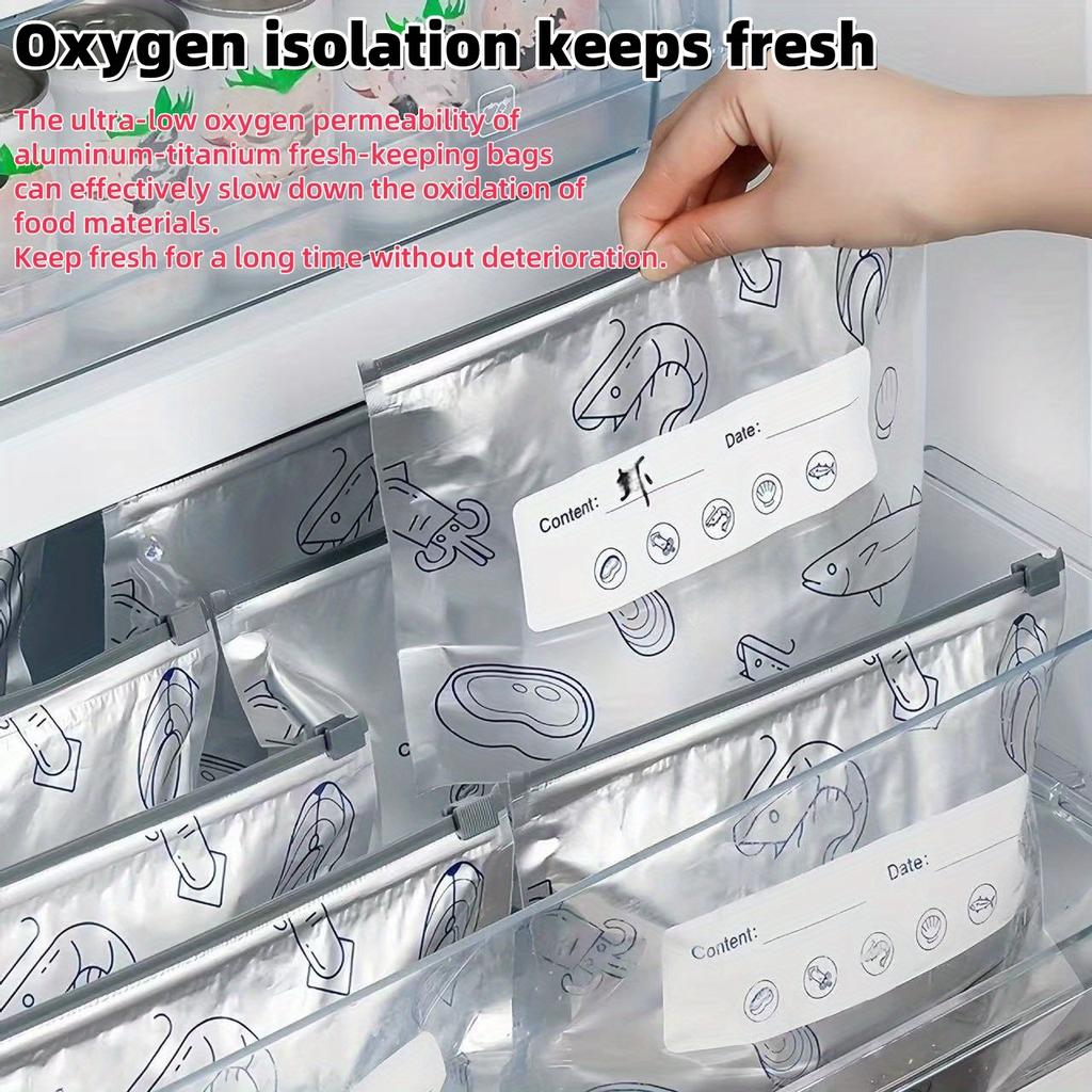 Aluminum Foil Refrigerator Storage Bags Reusable Perfect for Kitchen Organization In The Refrigerator  Zipper Fresh-Keeping Bags