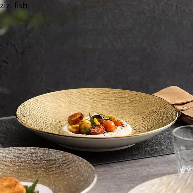 Creative Ceramic Deep Plate Restaurant Soup Plate Salad Plate Dessert Plates Snack Plates Service Plates Hotel Tableware