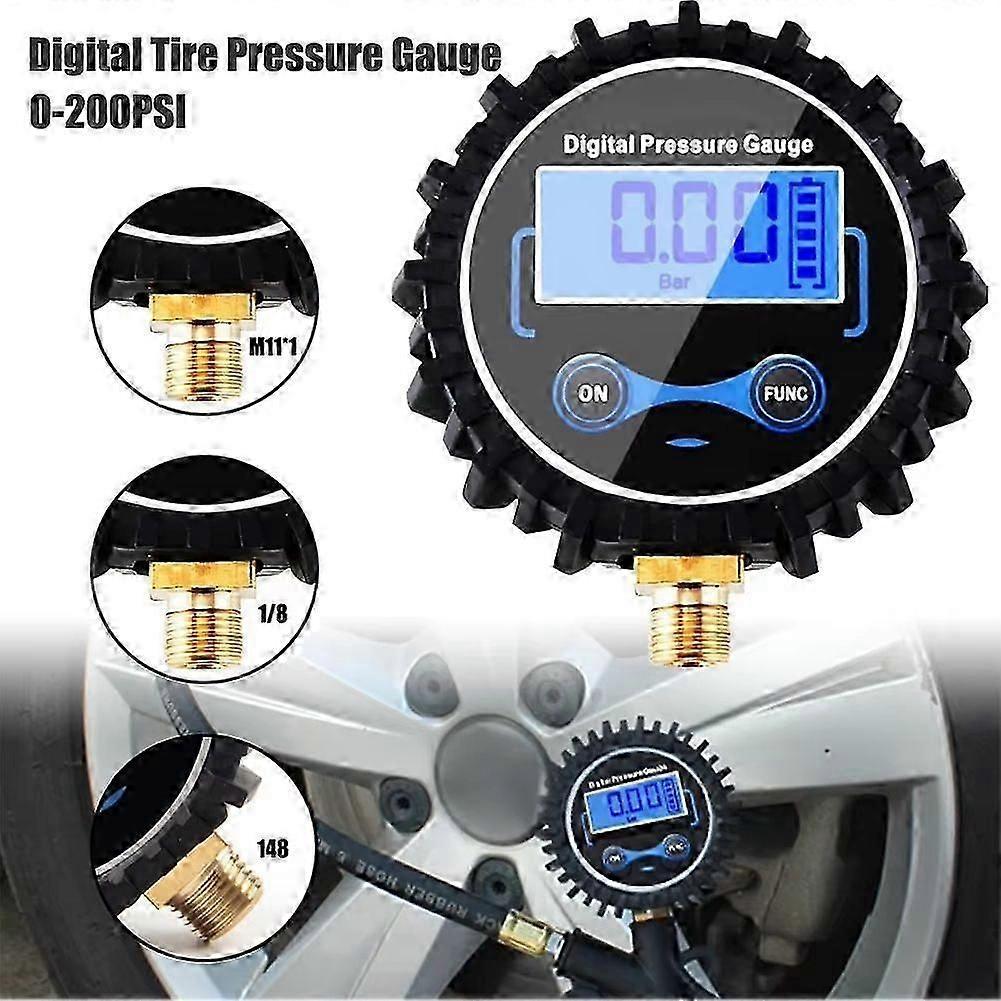 0 to 200 PSI LCD Digital Tire Pressure Gauge for Car 1 4 Inch NPT Air Valve Measurement Tool for Automotive Maintenance