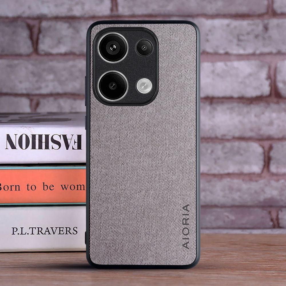 

Чехол для Poco M6 Pro 4G M6 coque Роскошный текстильный кожаный чехол для телефона Funda для xiaomi poco m6 pro case capa Poco M6 4G светло-серый