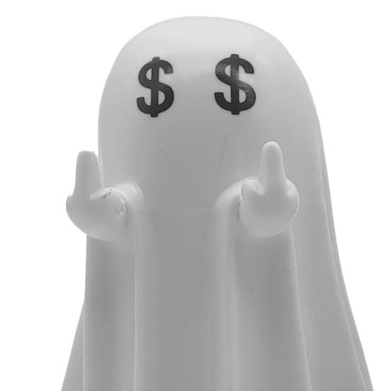 Halloween Ghost Figurine Middle Finger Ghost Ornament Resin Flip The Bird Ghost Statue for Desk Home Office Bathroom