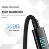 100W Dual Type-C Nylon Braided Fast Charging Cable with Digital Display for Android, Huawei, and Apple Devices.