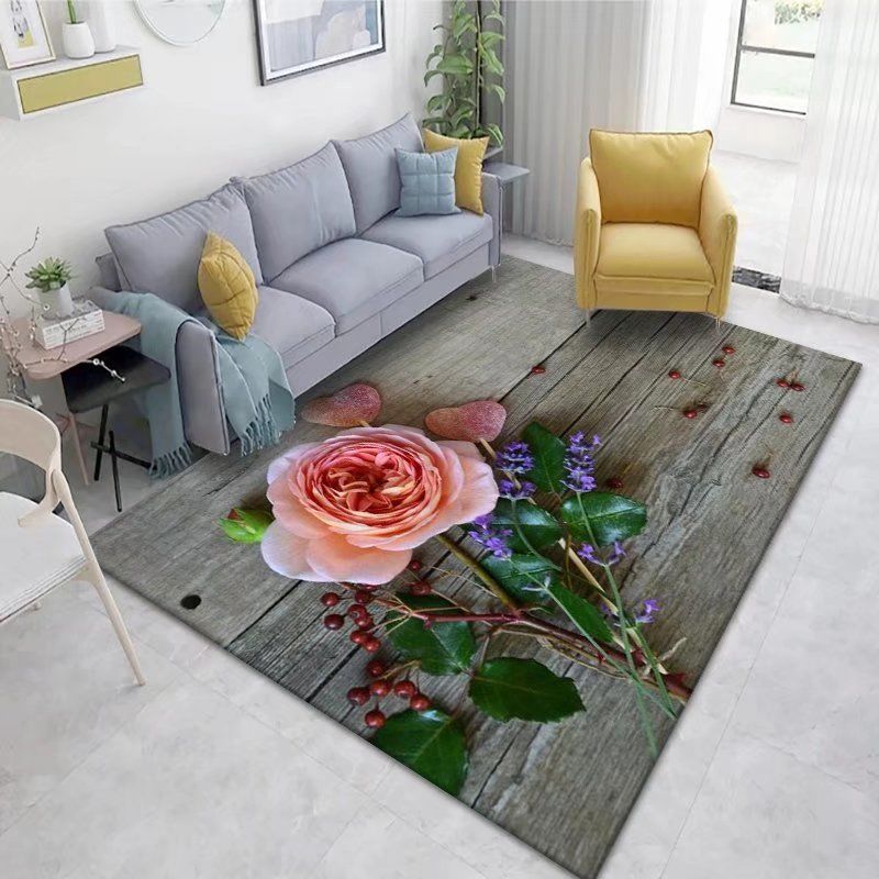 Alfombra de flores 3D para el hogar, sala de estar, dormitorio, sofá, felpudo, decoración, alfombra antideslizante