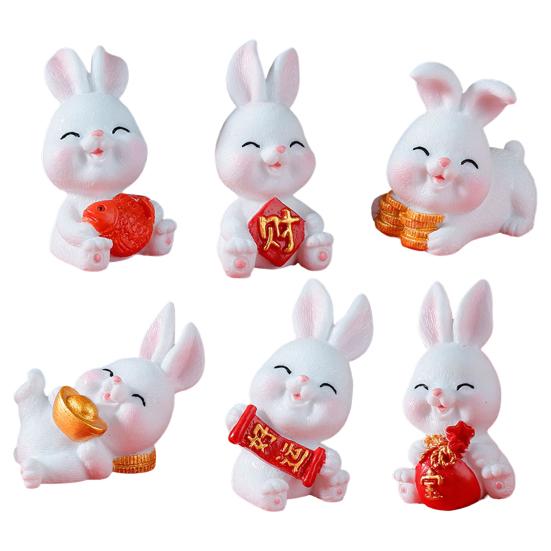 Creative Adorable Photo Props Compact Rabbit Zodiac Micro Landscape for Garden Statue